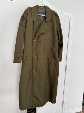 Vintage Military-Inspired Olive Trench Coat